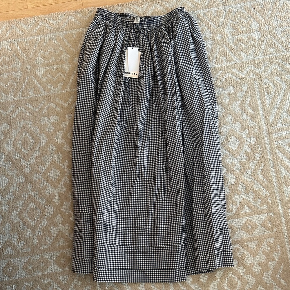 Elegant Blue and White Checkered Maxi Skirt
